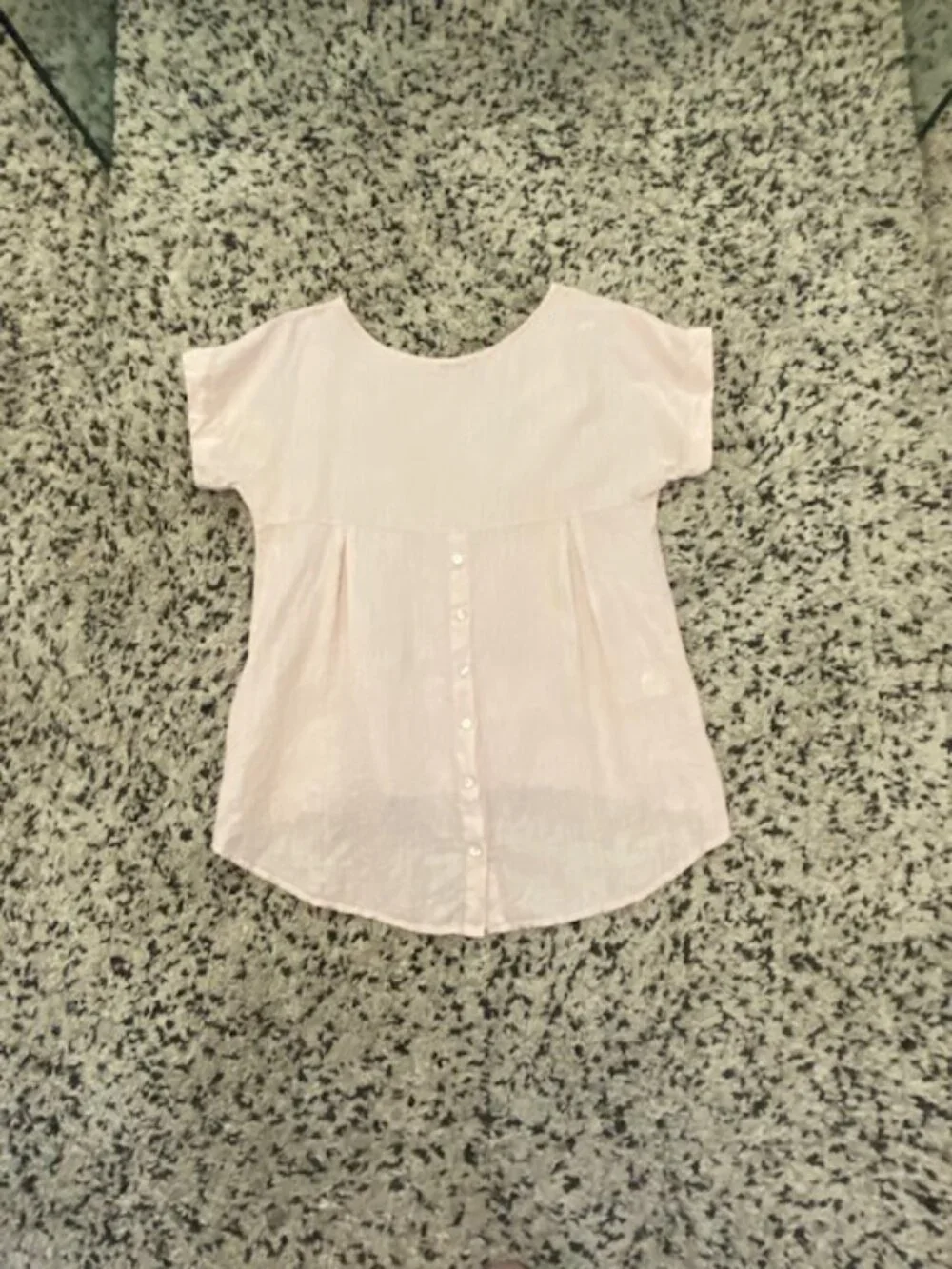 Terzo Millennio 100% Linen Top Blouse High Low Boxy Pale Pink Small - Picture 12 of 16